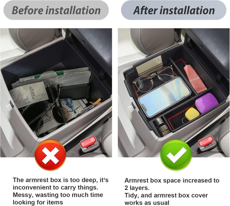 SKTU Compatible with 2022-2025 2026 Kia Carnival Center Console Organizer 2024 2025 2026 Carnival Accessories Insert ABS Materials Tray 2022-2026 Carnival Console Tray with Coin and USB Hole (Red) - Image 3